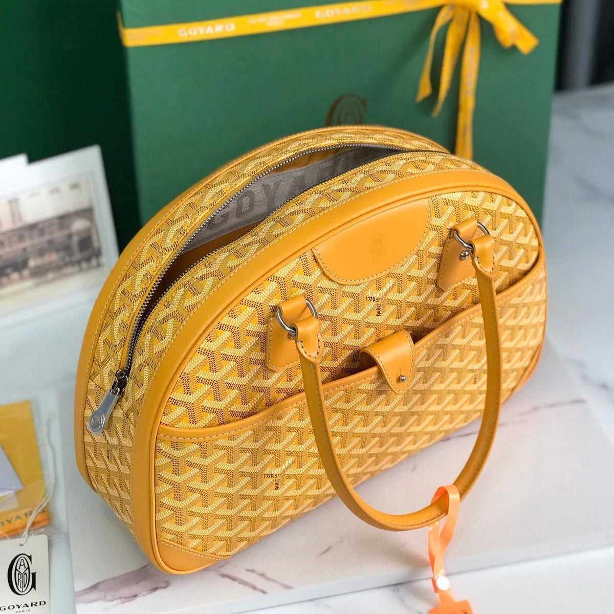 SAINT JEANNE BAG 35 IN YELLOW GOYARDINE CANVAS AND CALFSKIN