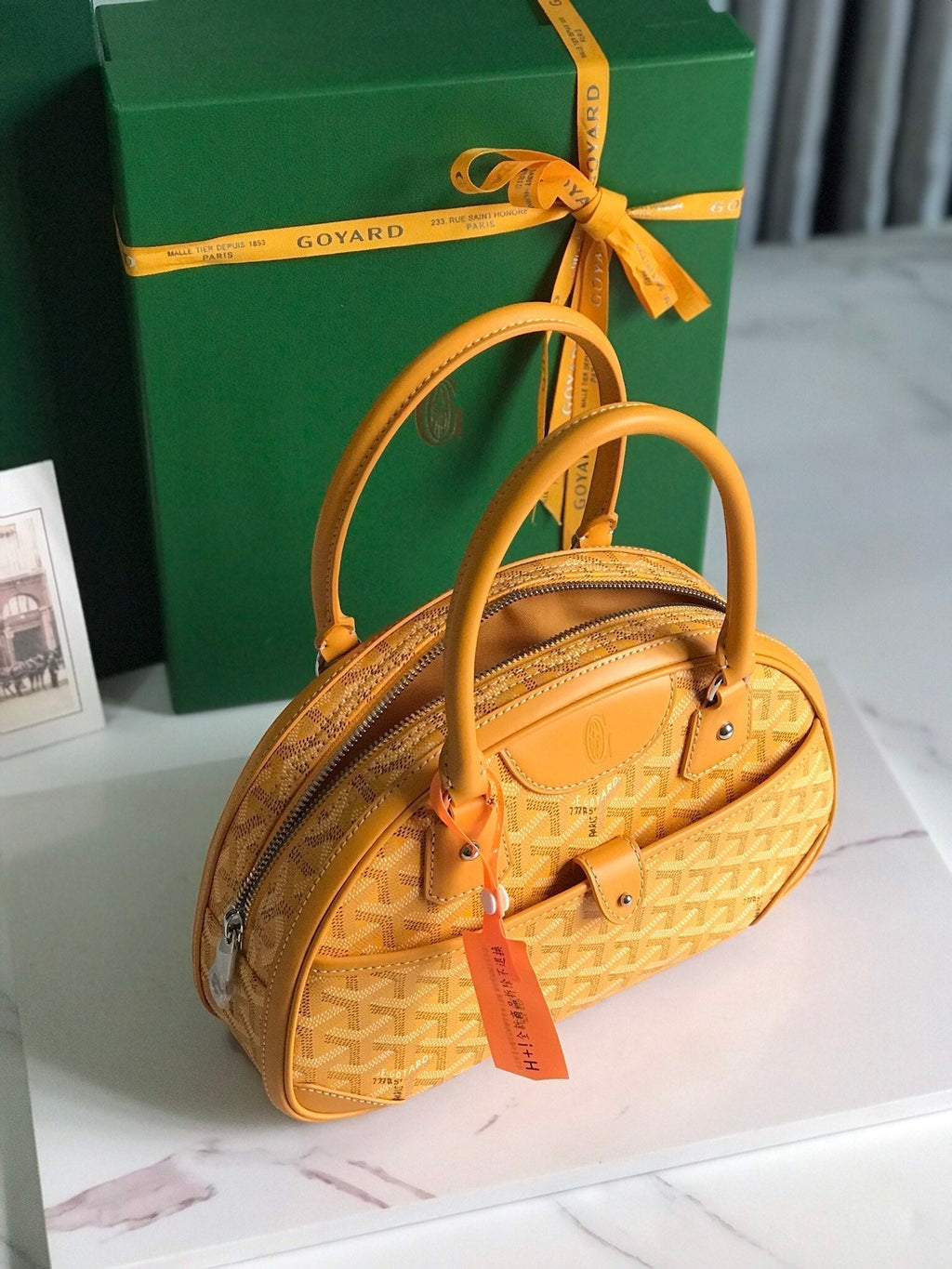 SAINT JEANNE MINI BAG 26 IN YELLOW GOYARDINE CANVAS AND CALFSKIN