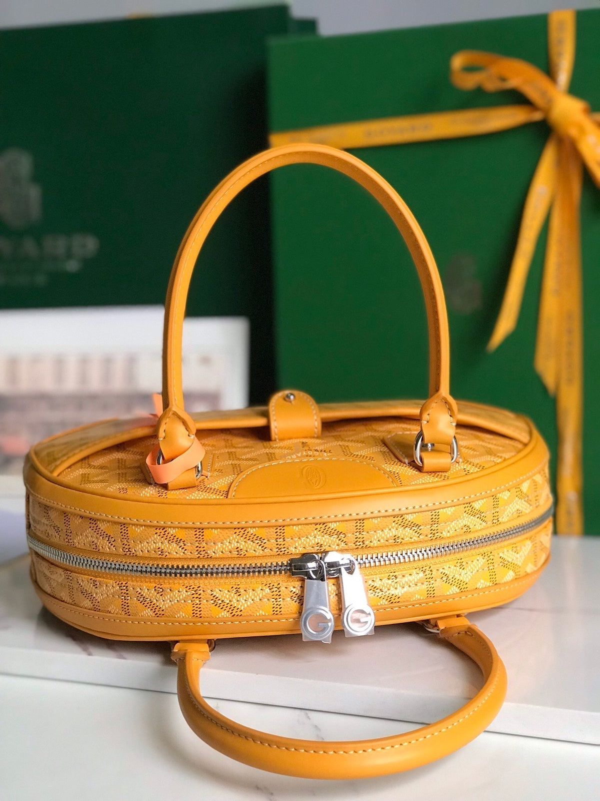 SAINT JEANNE MINI BAG 26 IN YELLOW GOYARDINE CANVAS AND CALFSKIN
