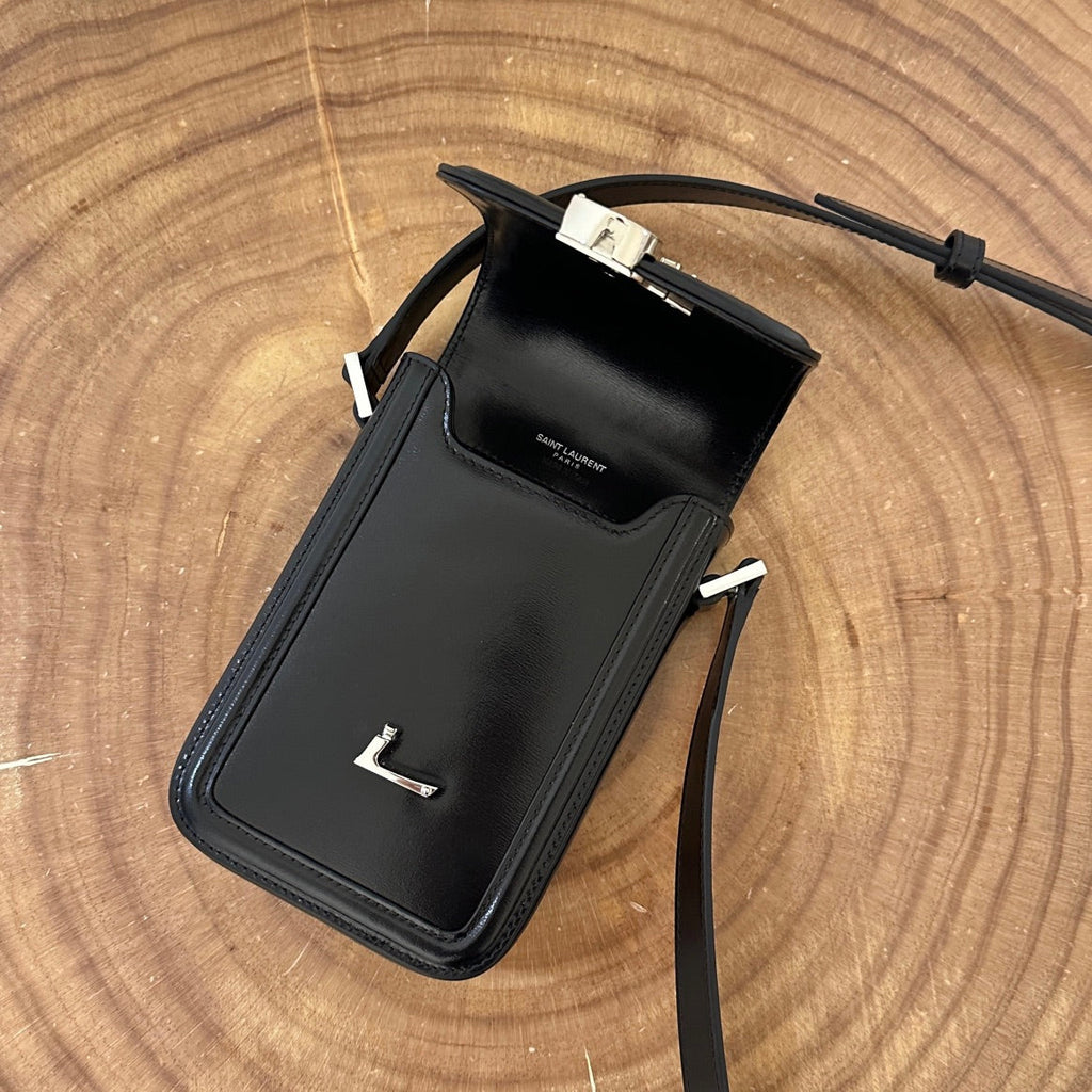 SOLFERINO 18 BLACK CALFSKIN PHONE BAG