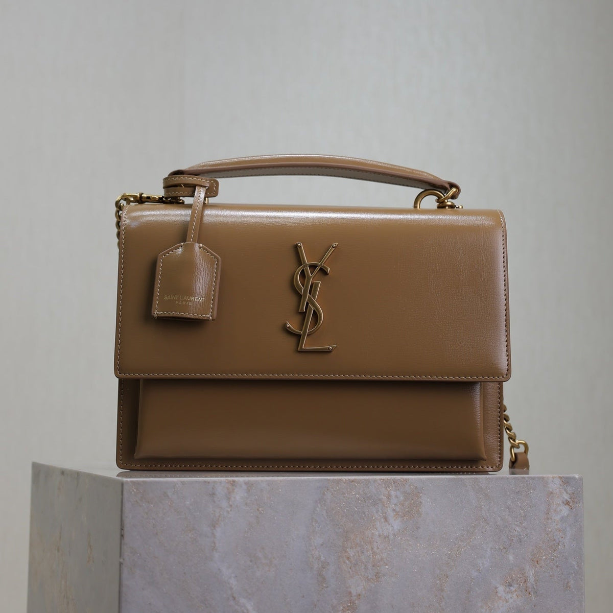 YSL 25S SUNSET MM 25 IN FOX CALFSKIN GOLD HARDWARE