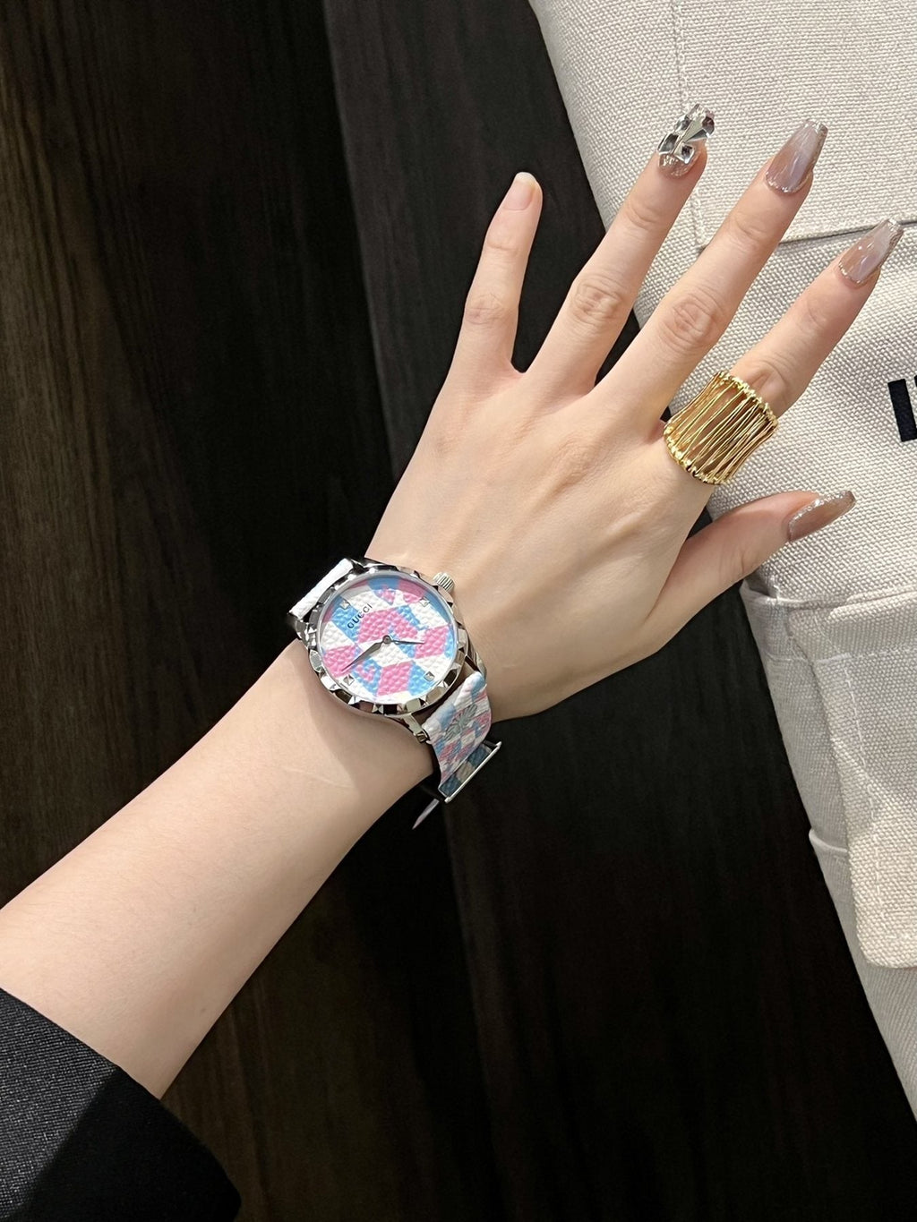 Gucci Patterned Strap Watch