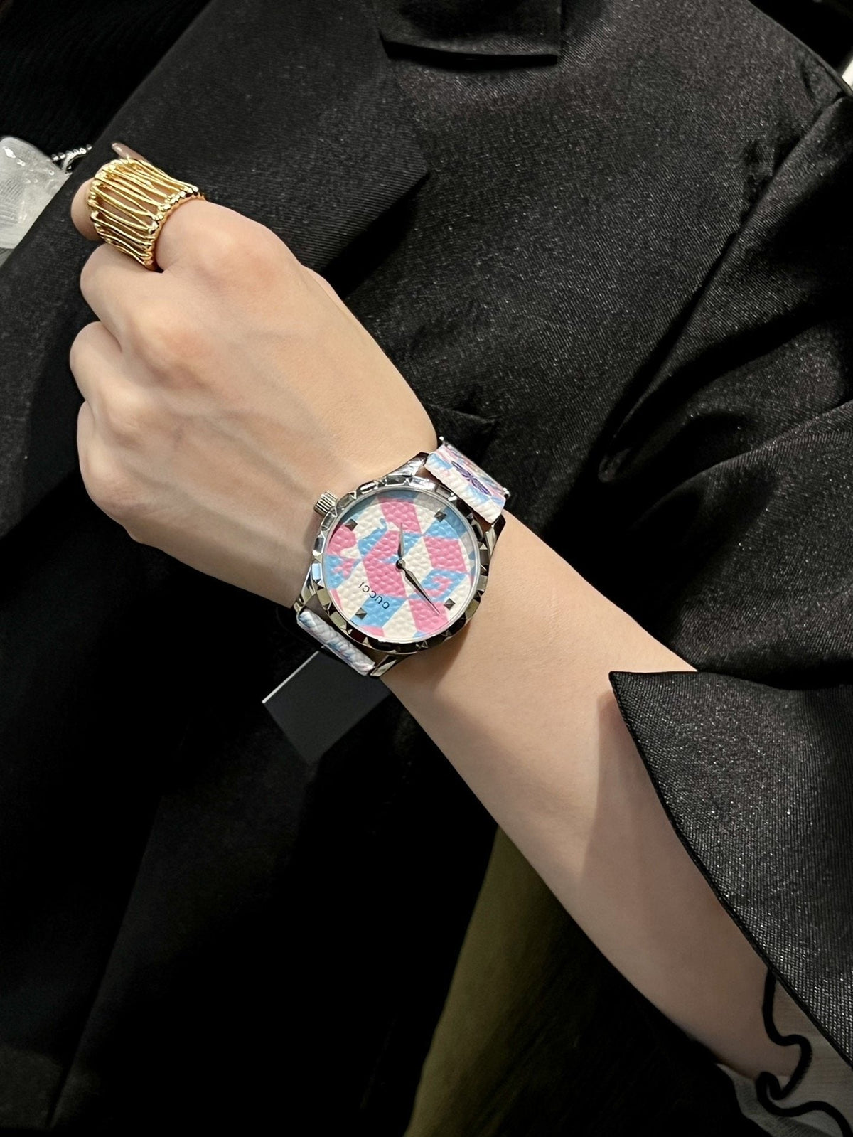 Gucci Patterned Strap Watch