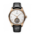 IWC Rose Gold Black Leather Strap Watch